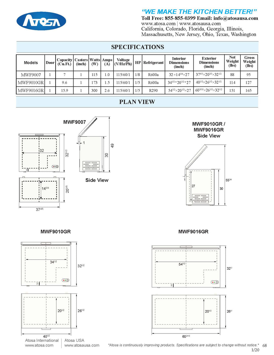 Frigo sous Plan Atosa | Dimensions compactes - Gaz ♻️